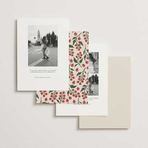 This is a sand save the date with standard by Katharine Watson called tomato vine printing on signature in standard