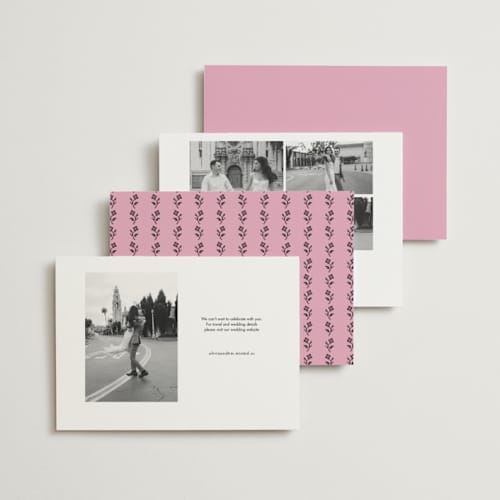 This is a bubblegum save the date with standard by Kelly Watkins called avery printing on signature in standard