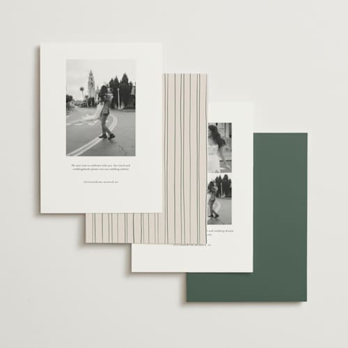 This is a moss save the date with standard by Tamara Hilje called crest florale printing on signature in standard
