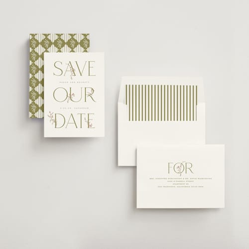 This is a ivy save the date with standard by Susan Zinader called endless summer printing on signature in standard
