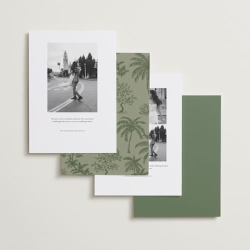 This is a jungle save the date with standard by Jenna Holcomb called tropicale printing on recycled smooth signature in standard