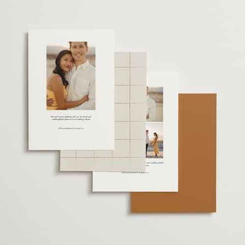 This is a butternut squash save the date with standard by Baumbirdy called sketched florals printing on recycled smooth signature in standard