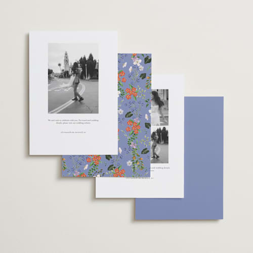 This is a lotus save the date with standard by Sarah Knight called tropicana printing on recycled smooth signature in standard