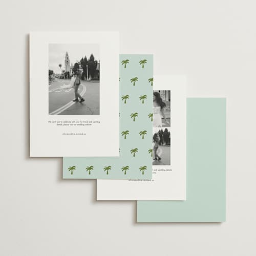 This is a ocean save the date with standard by Olivia Goree called vacation printing on signature in standard