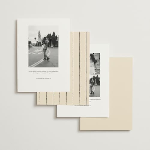 This is a sand save the date with standard by Ashley Iwafuchi called sunny love printing on signature in standard