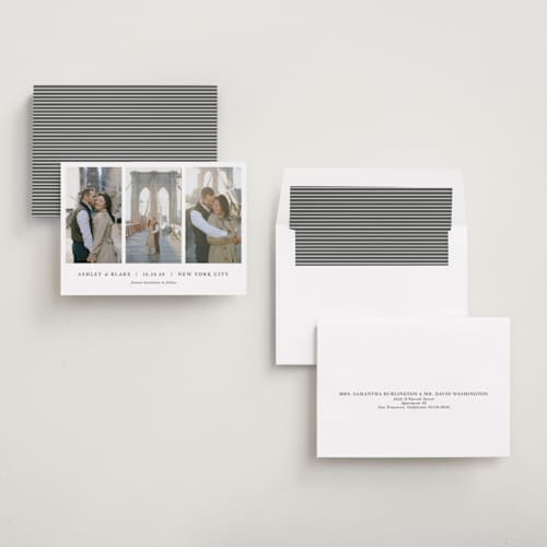 This is a slate save the date with standard by Jula Paper Co. called maybe im amazed printing on recycled smooth signature in standard