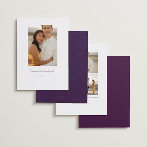 This is a twilight save the date with standard by Simona Camp called disney's tangled lanterns printing on recycled smooth signature in standard