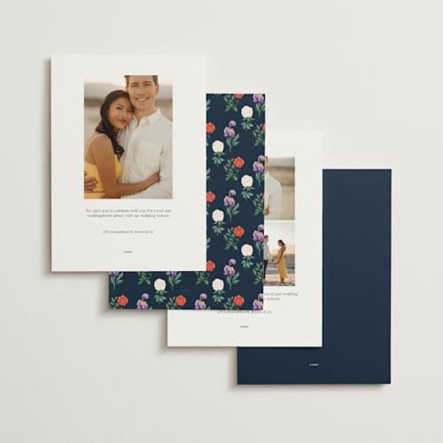 This is a evening save the date with standard by Elly called a garden tea party printing on signature in standard