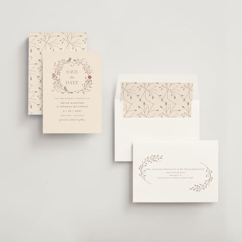 This is a autumn save the date with standard by Morgan Ramberg called disney storybook printing on signature in standard