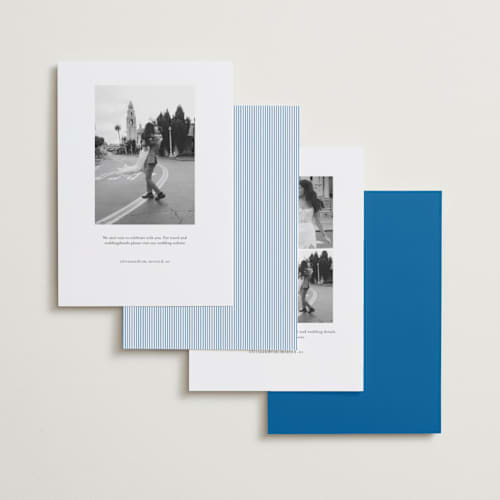 This is a lake save the date with standard by Robert and Stella called opening titles printing on recycled smooth signature in standard