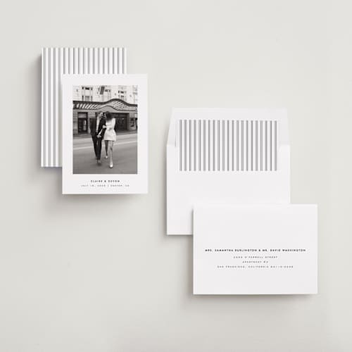 This is a silk save the date with standard by Kelly Schmidt called framed minimalist printing on recycled smooth signature in standard