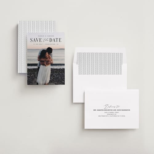 This is a ink save the date with standard by Zani van Zyl called danielle printing on recycled smooth signature in standard