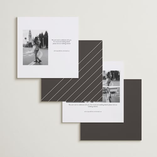 This is a snow save the date with standard by Brittney Jensen called polaroid printing on recycled smooth signature in square