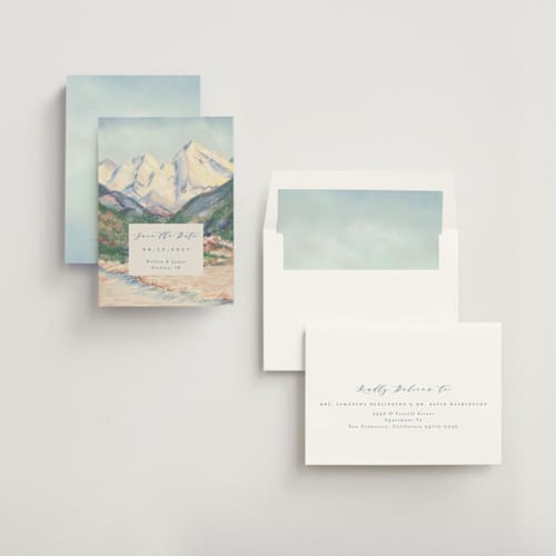 This is a summer save the date with standard by Petra Kern called the valley printing on signature in standard