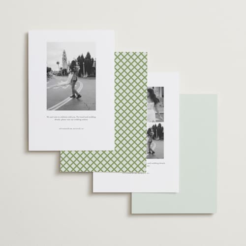 This is a forest save the date with standard by Sara Hicks Malone called dewberry printing on recycled smooth signature in standard
