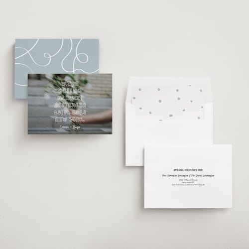 This is a vanilla save the date with standard by Helena Vitto called cool kids printing on signature in standard