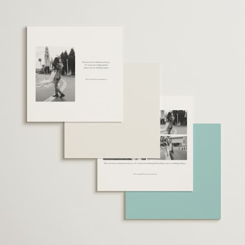 This is a ocean save the date with standard by Lauren Chism called palm printing on signature in square