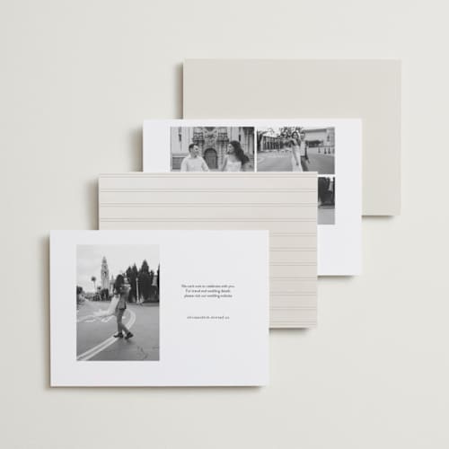 This is a natural save the date with standard by Robert and Stella called aspen printing on recycled smooth signature in standard