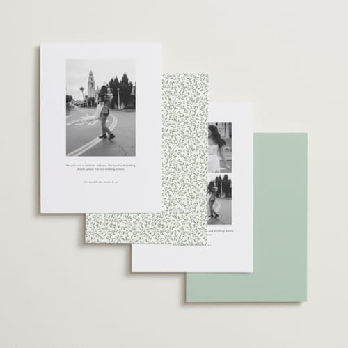 This is a mojito save the date with standard by Susan Moyal called monogramed arch printing on recycled smooth signature in standard