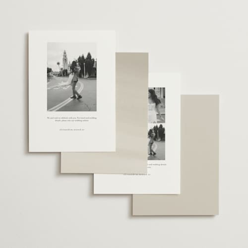 This is a chantilly save the date with standard by Wildfield Paper Co called romantic wreath printing on signature in standard
