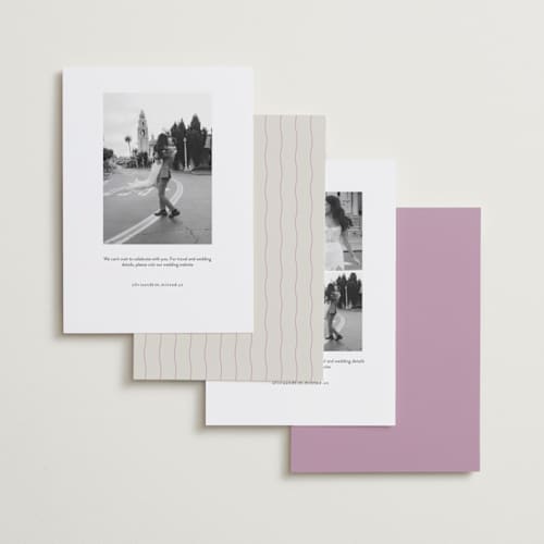 This is a lilac dreams save the date with standard by Design Lotus called lavender dreams printing on recycled smooth signature in standard