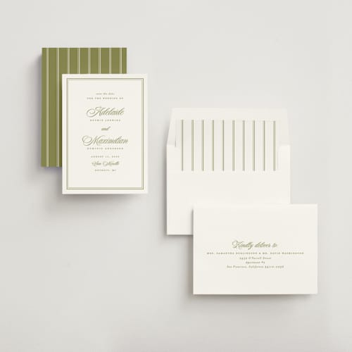 This is a olive save the date with standard by Ellen Schlegelmilch called museo printing on signature in standard