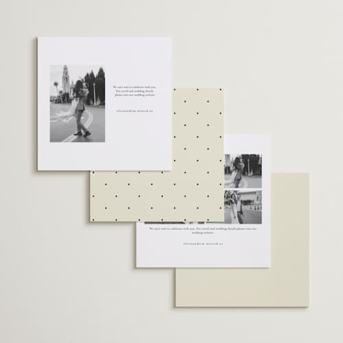 This is a noir save the date with standard by Helena Vitto called old romance printing on recycled smooth signature in standard