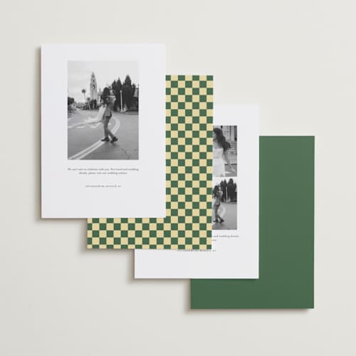 This is a citrus save the date with standard by Angela Quan called grid printing on recycled smooth signature in standard