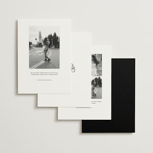 This is a nero save the date with standard by Helena Vitto called amore mio printing on signature in standard