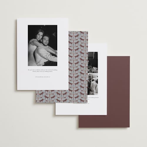 This is a burgundy save the date with standard by Jen Owens called mod meadow printing on recycled smooth signature in standard