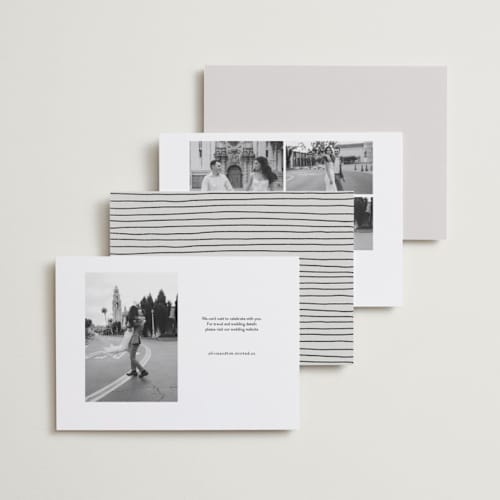This is a stone save the date with standard by Becky Nimoy called diptych photos printing on signature in standard