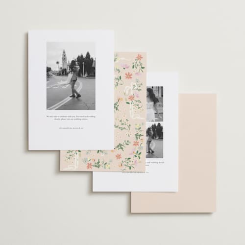 This is a spring save the date with standard by Phrosné Barwood called spring draped garland printing on recycled smooth signature in standard
