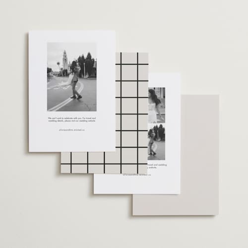 This is a cream save the date with standard by Baumbirdy called delicate date printing on recycled smooth signature in standard