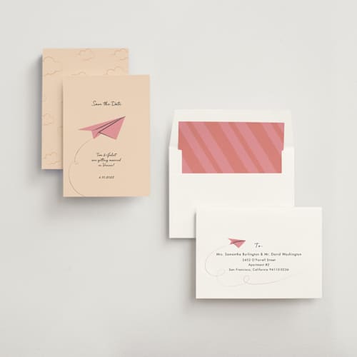 This is a strawberry save the date with standard by Ani Somi called away printing on signature in standard
