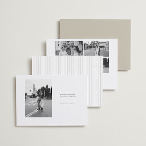 This is a linen save the date with standard by Robert and Stella called trifold printing on recycled smooth signature in standard