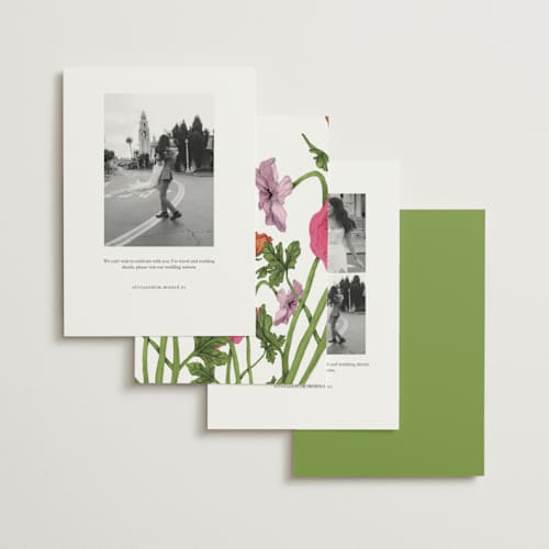 This is a classic save the date with standard by Bramble Studio called formal florals printing on signature in standard