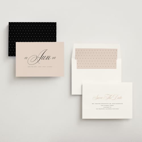 This is a champagne save the date with standard by Lori Wemple called simple date printing on signature in standard