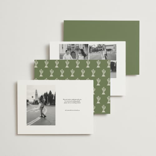 This is a agave save the date with standard by Megan Davis called pearl snap printing on signature in standard