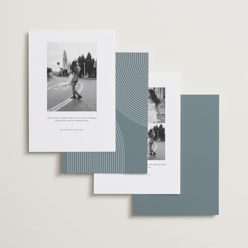 This is a snow save the date with standard by Lauren Chism called take shape printing on recycled smooth signature in standard