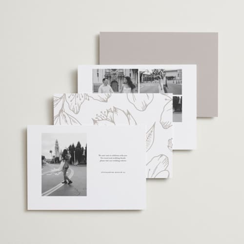 This is a pearl save the date with standard by Jessica Corliss called simple elegance printing on recycled smooth signature in standard