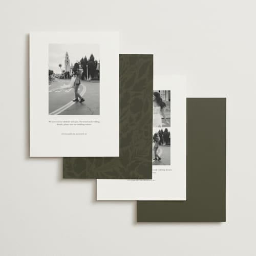 This is a autumn save the date with standard by Kate Ahn called poetique printing on signature in standard