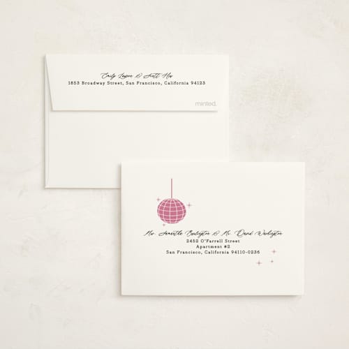 This is a blush sweet sixteen birthday party invitations with foil pressed by Yolanda Mariak Chendak called discotheque printing on strathmore in standard