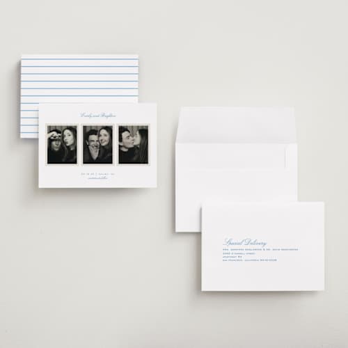 This is a hydrangea save the date with standard by Alexandra Cohn called opus printing on recycled smooth signature in grand