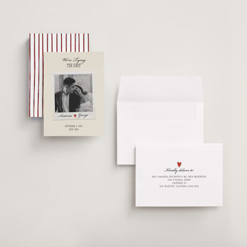 This is a lily save the date with standard by Pati Cascino called two hearts printing on recycled smooth signature in grand