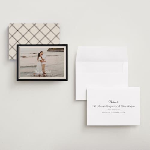 This is a raven save the date with standard by chocomocacino called krytharaki printing on recycled smooth signature in grand