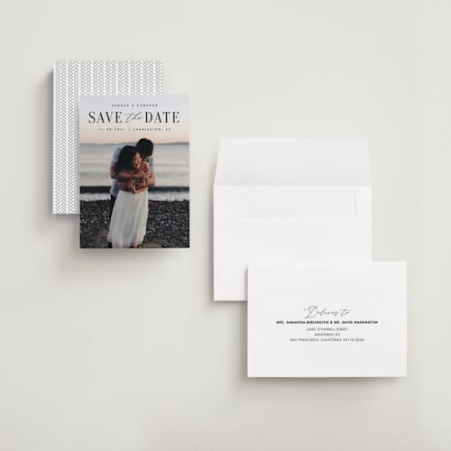 This is a ink save the date with standard by Zani van Zyl called danielle printing on recycled smooth signature in grand