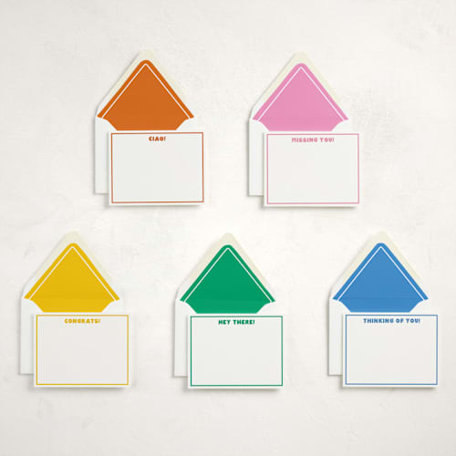 This is a colorful stationery set by Minted called modern greetings (set of 10) in standard