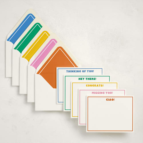 This is a colorful stationery set by Minted called modern greetings (set of 10) in standard