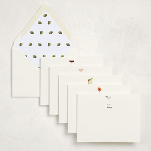 This is a colorful stationery set by Baumbirdy called let's toast! (set of 10) in standard