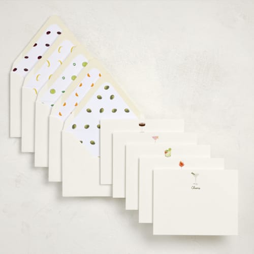 This is a colorful stationery set by Baumbirdy called let's toast! (set of 10) in standard